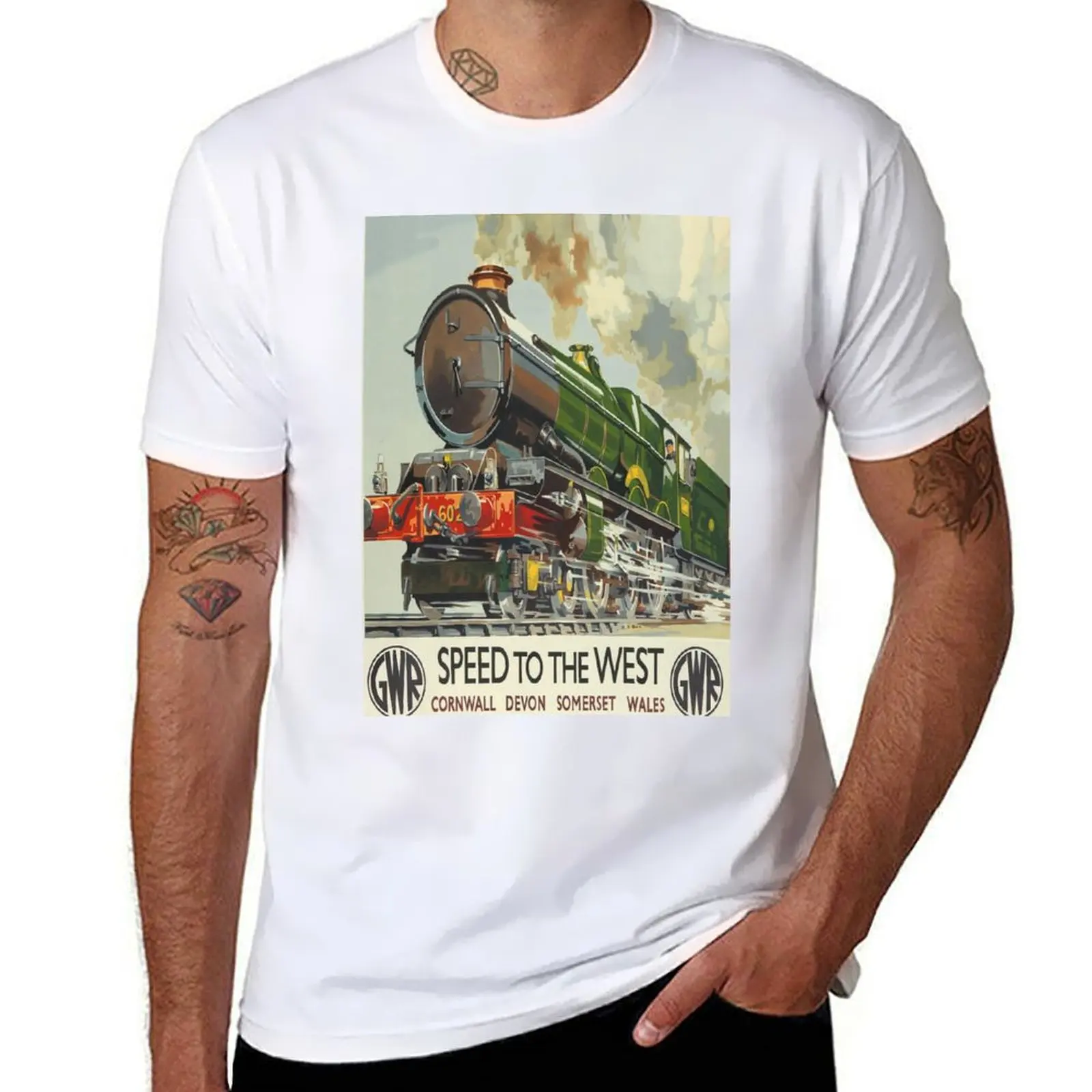 

GWR Speed to the West vintage travel poster T-Shirt t shirt custom print man t shirts for men casual