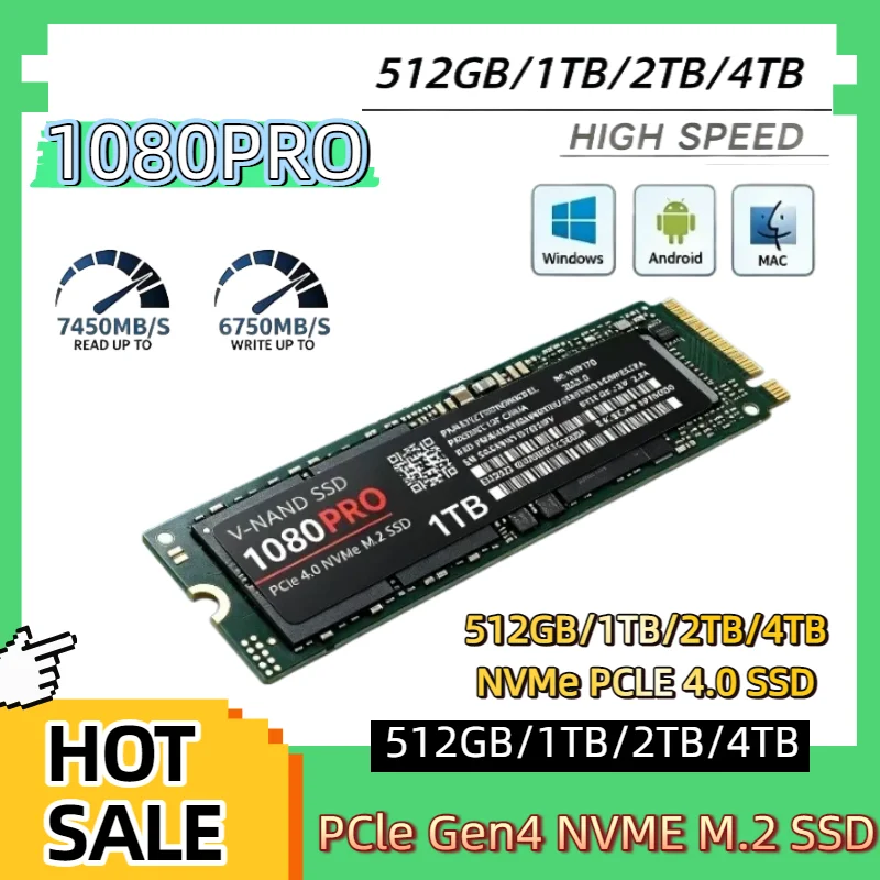 2026 New 1080Pro 1TB 2TB NVMe PCIe 4.0 M.2 2280 Solid State Drive 7400MB/s Read High‑Speed Storage For Gaming PC Workstation