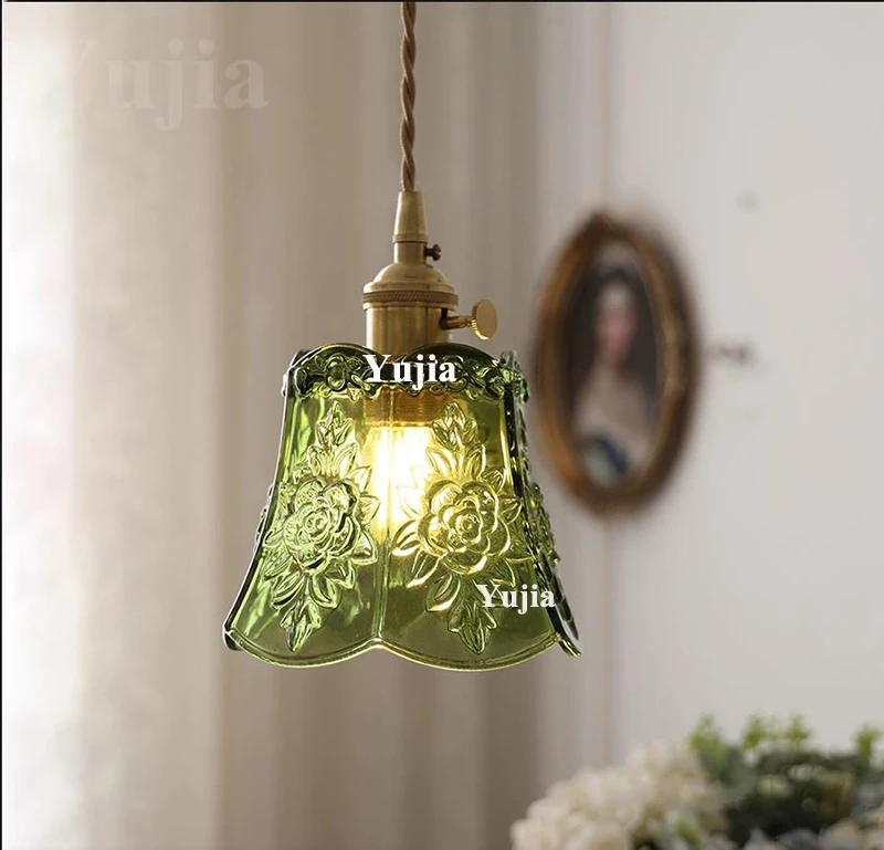 Multi-Style Nordic Pendant Lamp Green Glass Ceiling Lighting Kitchen Island Hand Brass Hanging Light Fixtures for Dining Room
