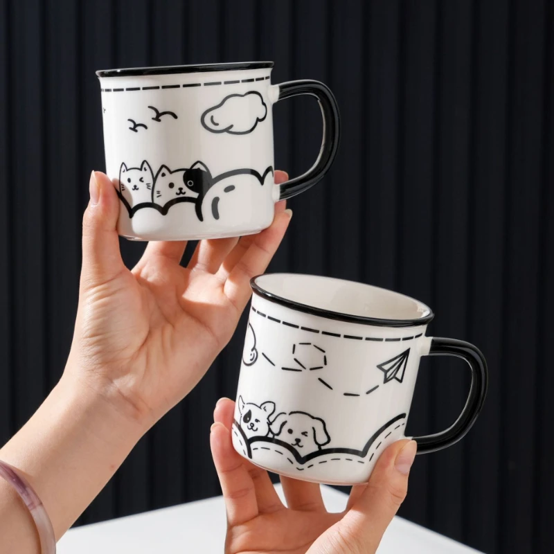 Niedliche Vintage-Keramiktasse für Büro und Heimgebrauch, hochästhetischer Wassertasse, Unisex, Geschenk, Souvenir, Kaffee, Teetasse