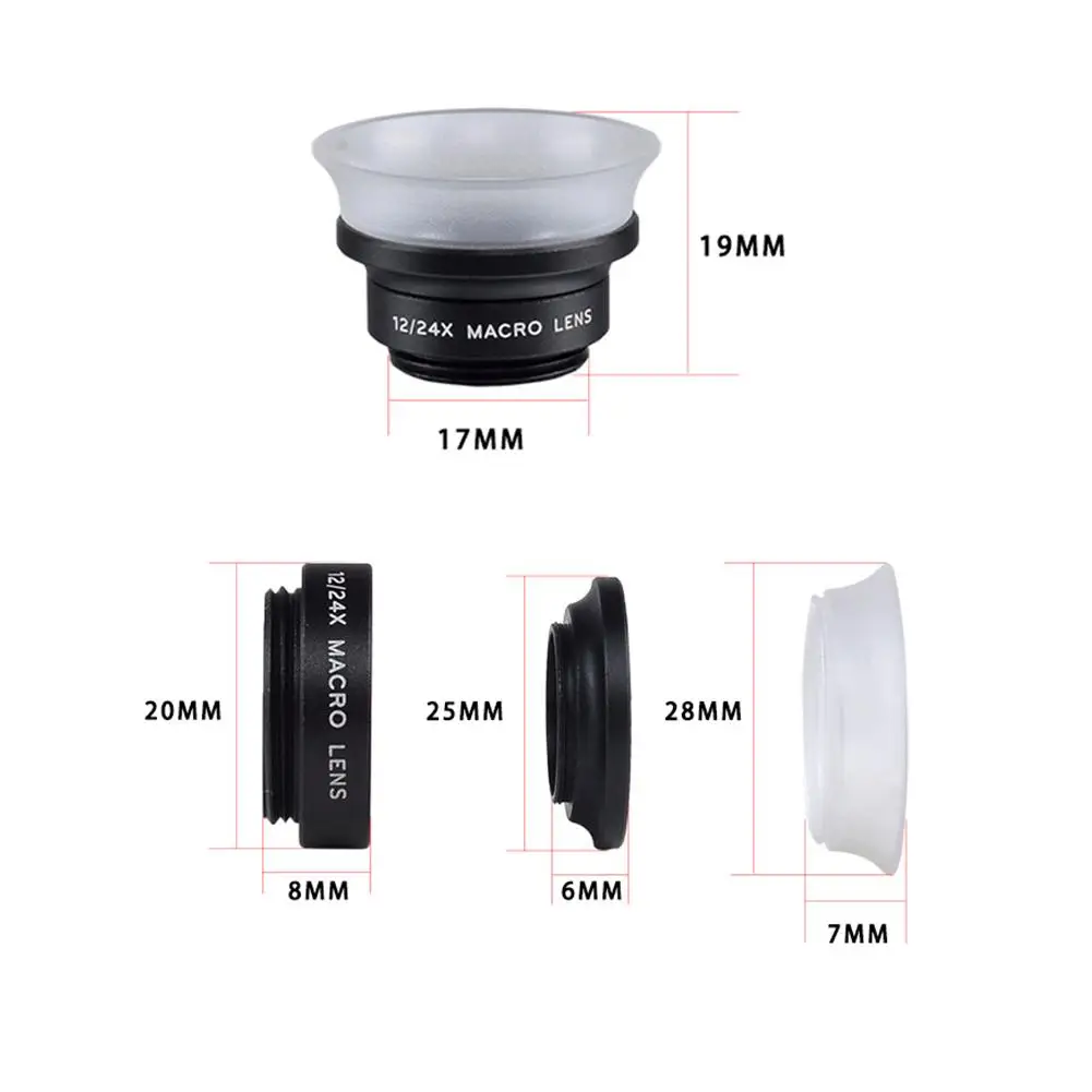 APEXEL 12X+24X Macro Lens Professional APL-24X Mobile Phone Lens Universal Easy Operation for iPhone Android Smartphones