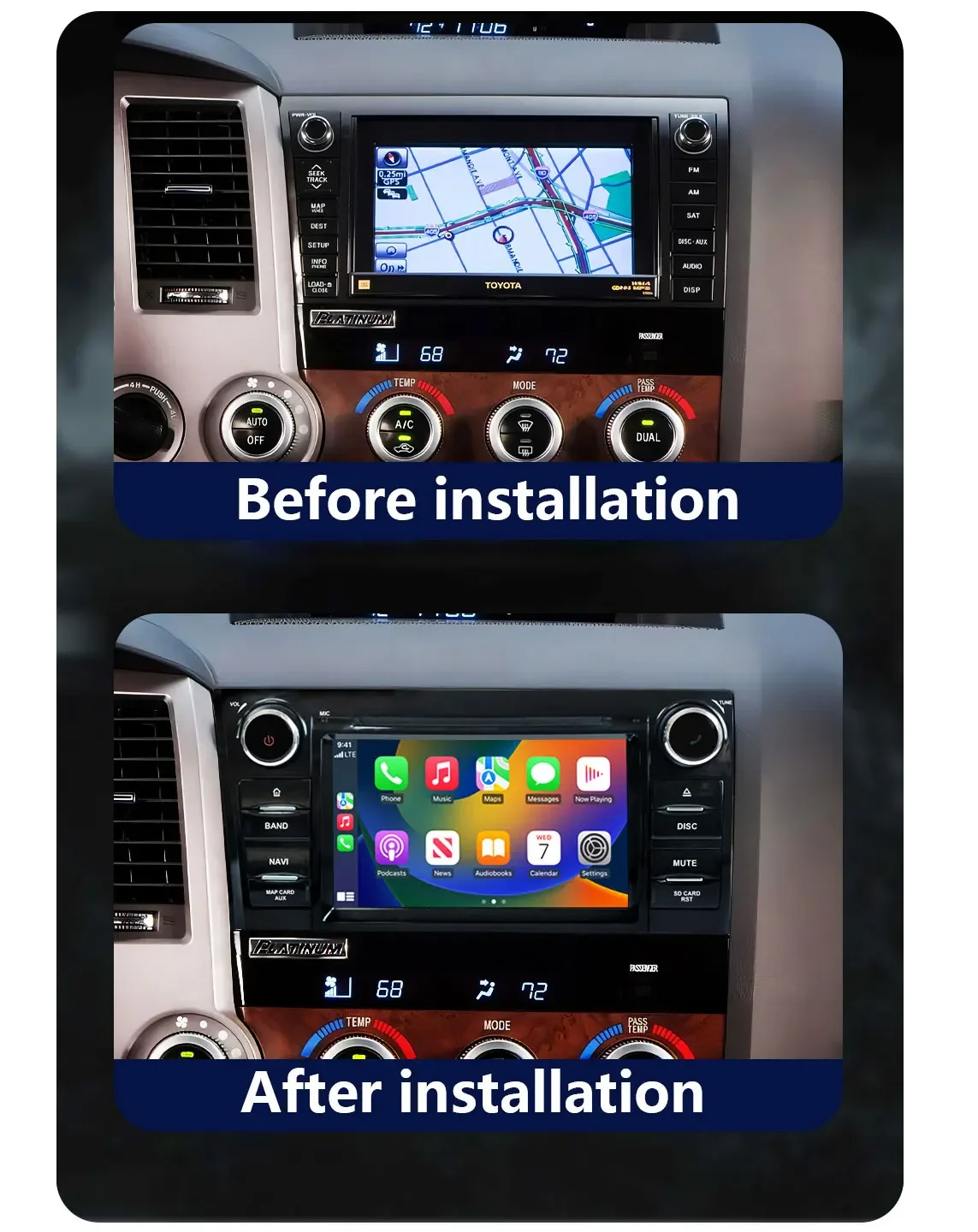Car Autoradio 4G For Toyota Sequoia XK60 Tundra 2007-2021 Navigation Upgrade Models GPS WIFI Auto Vedio Stereo Replacement Guide