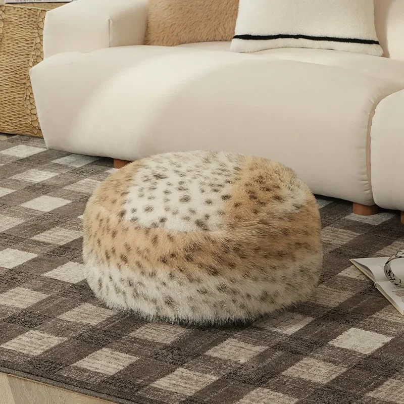 

Leopard Print Plush Cushion Cover 45x20cm Round Futon Tatami Floor Footstool Cover HomeDecor Moroccan Ottoman Meditation Pouf