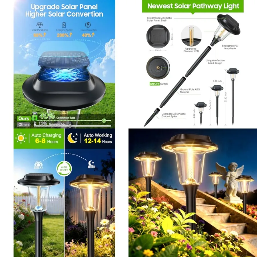 

2026 New Solar Pathway Lights Outdoor 8 Pack Solar Lights Outdoor Waterproof IP65 Upgraded Bright LED Auto On/Off Modern Garden