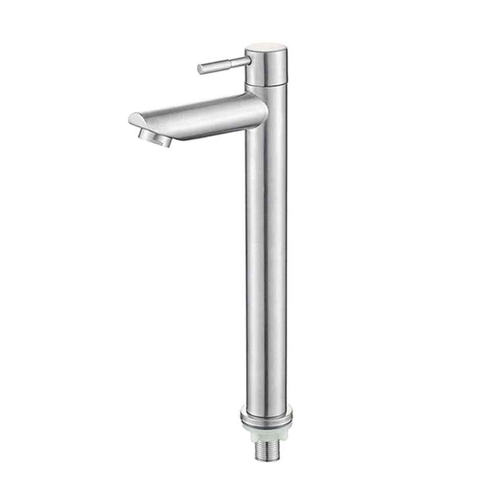 Stainless steel washbasin faucet. Single cold water, 1/2 inch public bathroom, sink, bathroom balcony