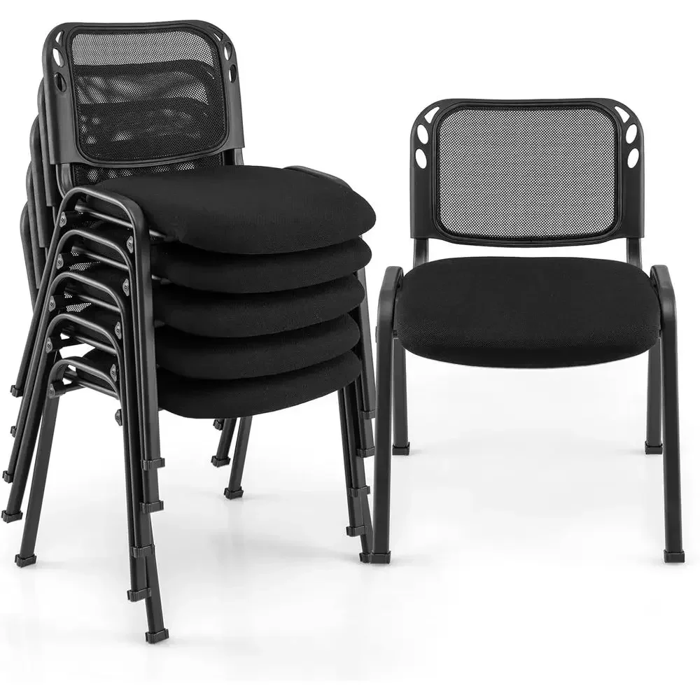 Oice Gt Chairs Set o 5 Retion Waiting Room Chairs Stacking with Mesh Back and Thickened Cushion or Home Oice & Conerence Room
