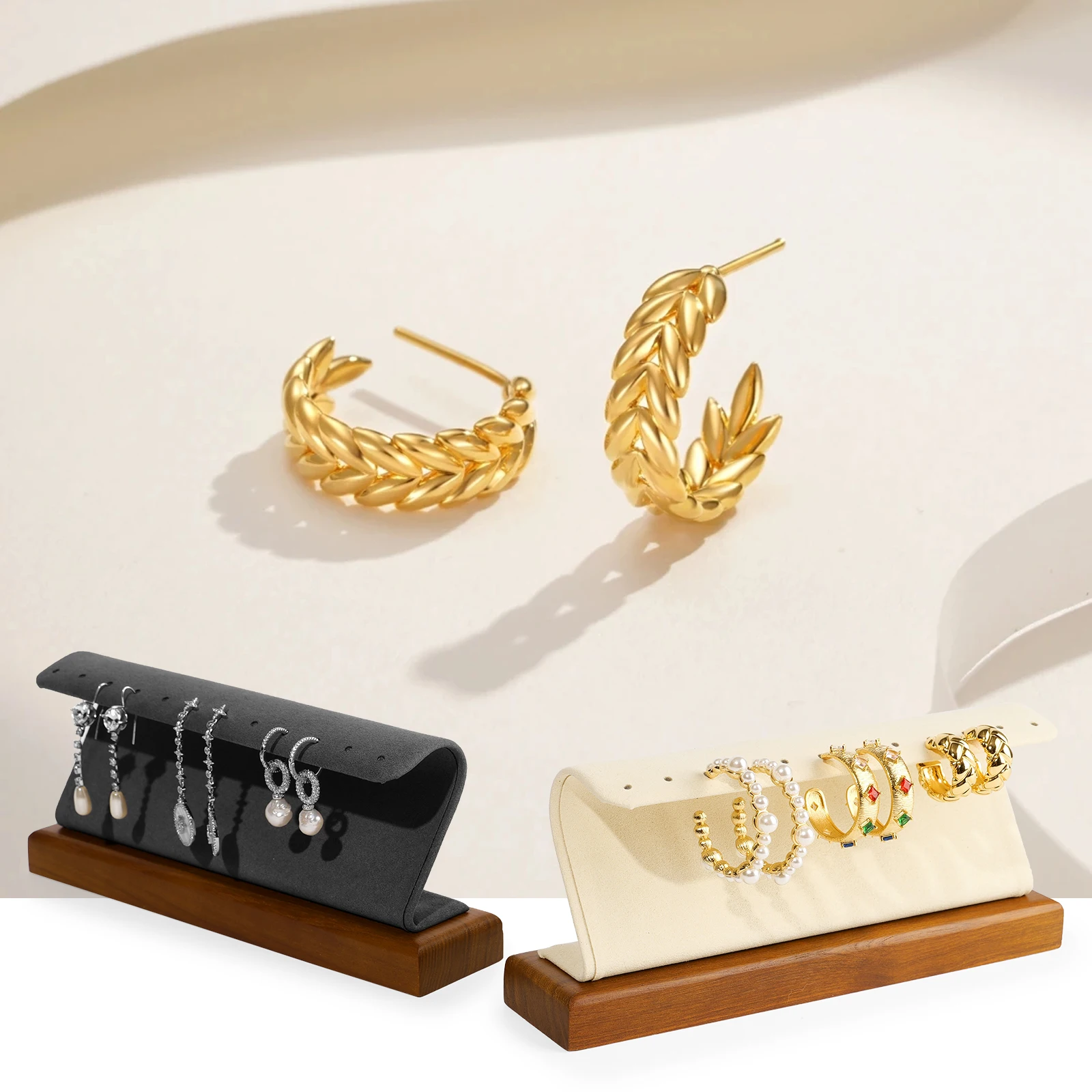 

Oirlv 12Holes Portable Earrings Ear Studs Holder Wooden Jewelry Display Holders Earring Showcase Organizer Stand Storage Rack