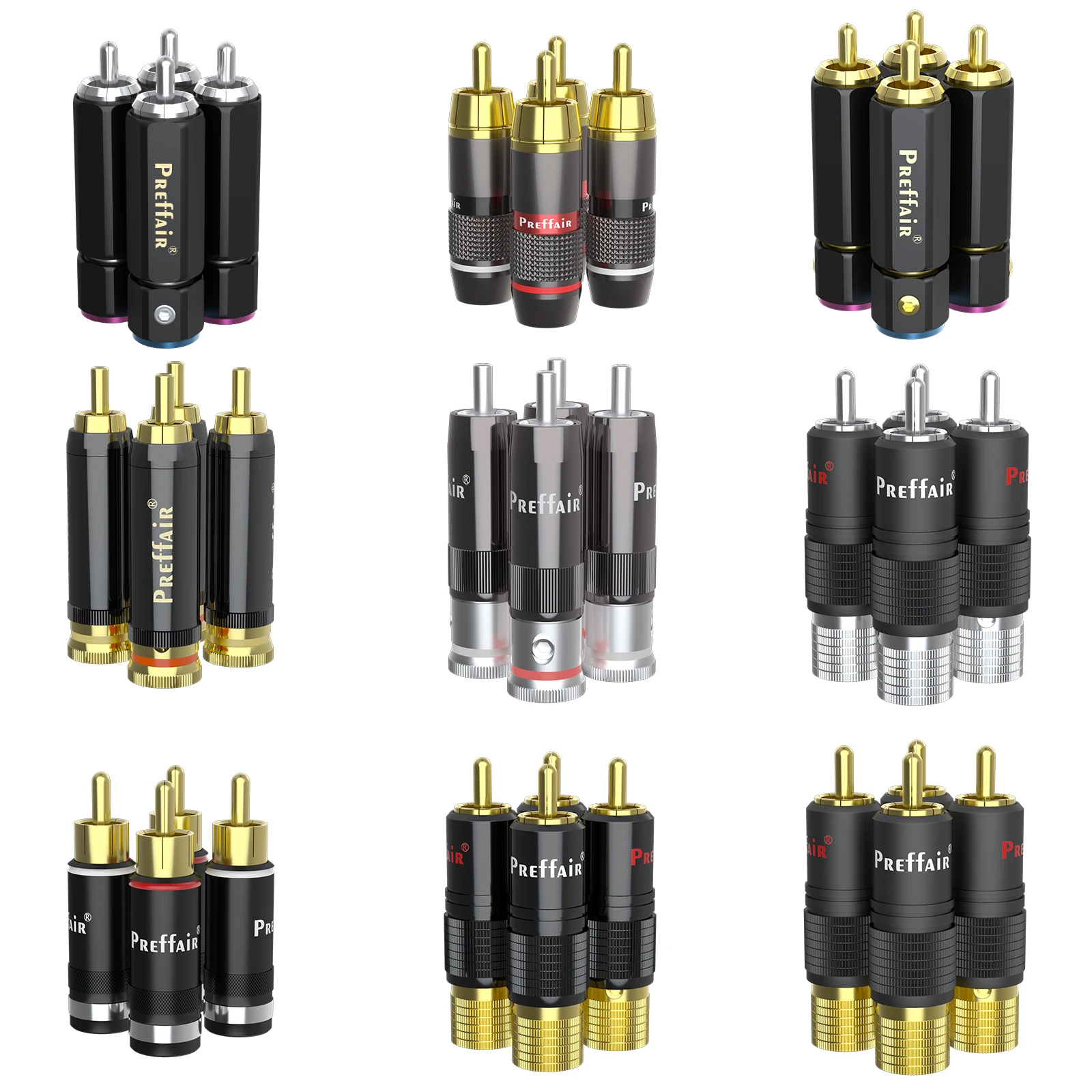 

HIFI RCA cable Adapter Solders and scre locked Gold/silver plated rca Suitable for 7-9mm Cable