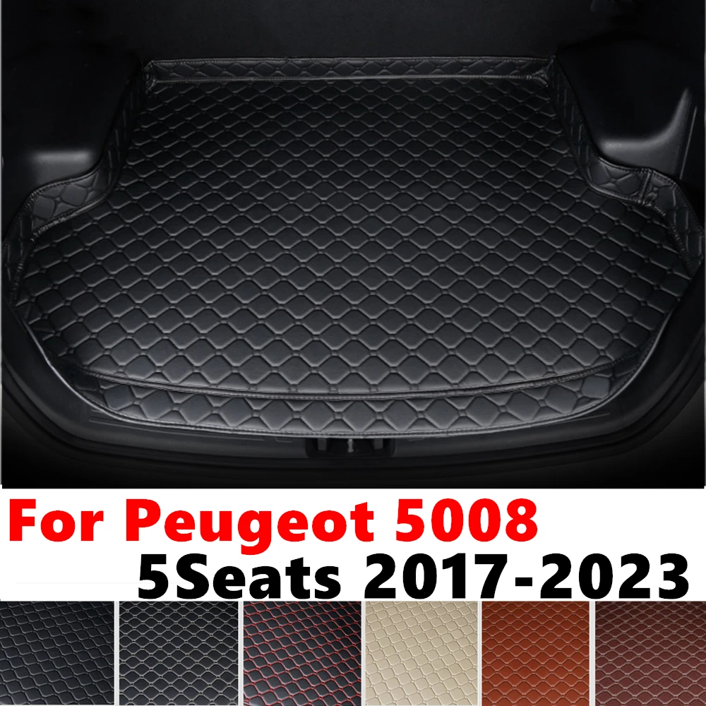 High Side Car trunk mat for Peugeot 5008 5Seats 2023 2022-2017 Tail Boot Tray luggage Pad Rear Cargo Liner Interior Accessories