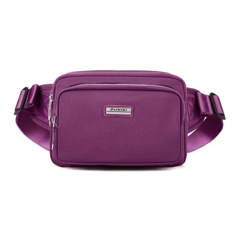 حقيبة خصر نسائية متعددة الوظائف - حقيبة صدر خارجية مع طبقات سحاب متعددة، أشرطة كتف قابلة للتعديل، مناسبة للجري