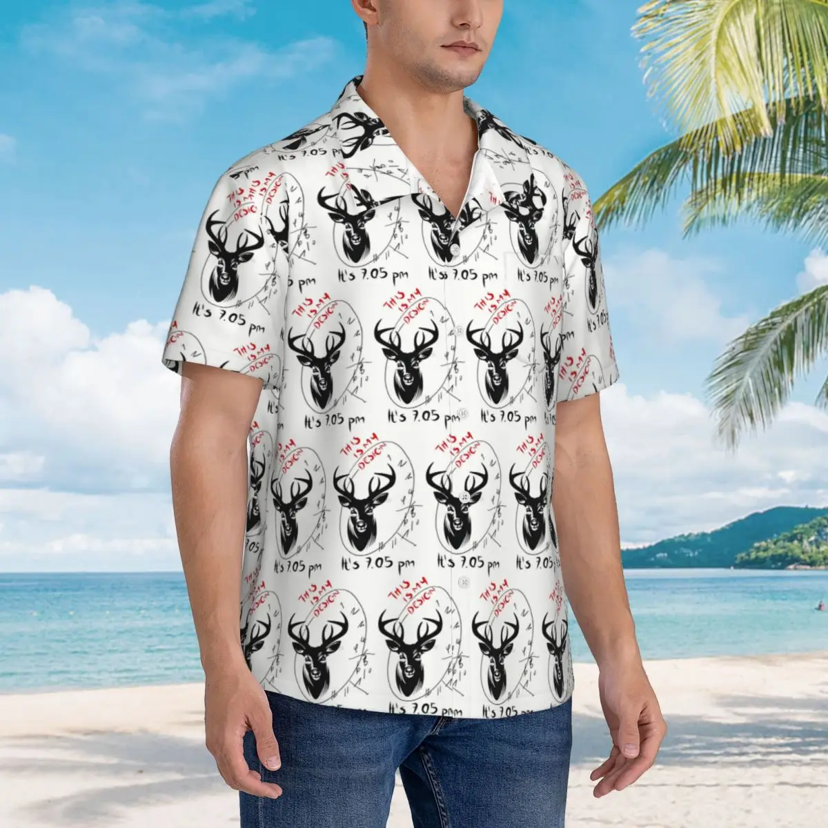 

Hannibal Mads Mikkelsen Hawaiian Shirts Funny Men Short Sleeve Shirt for Summer Beach Men's Lapel Tops