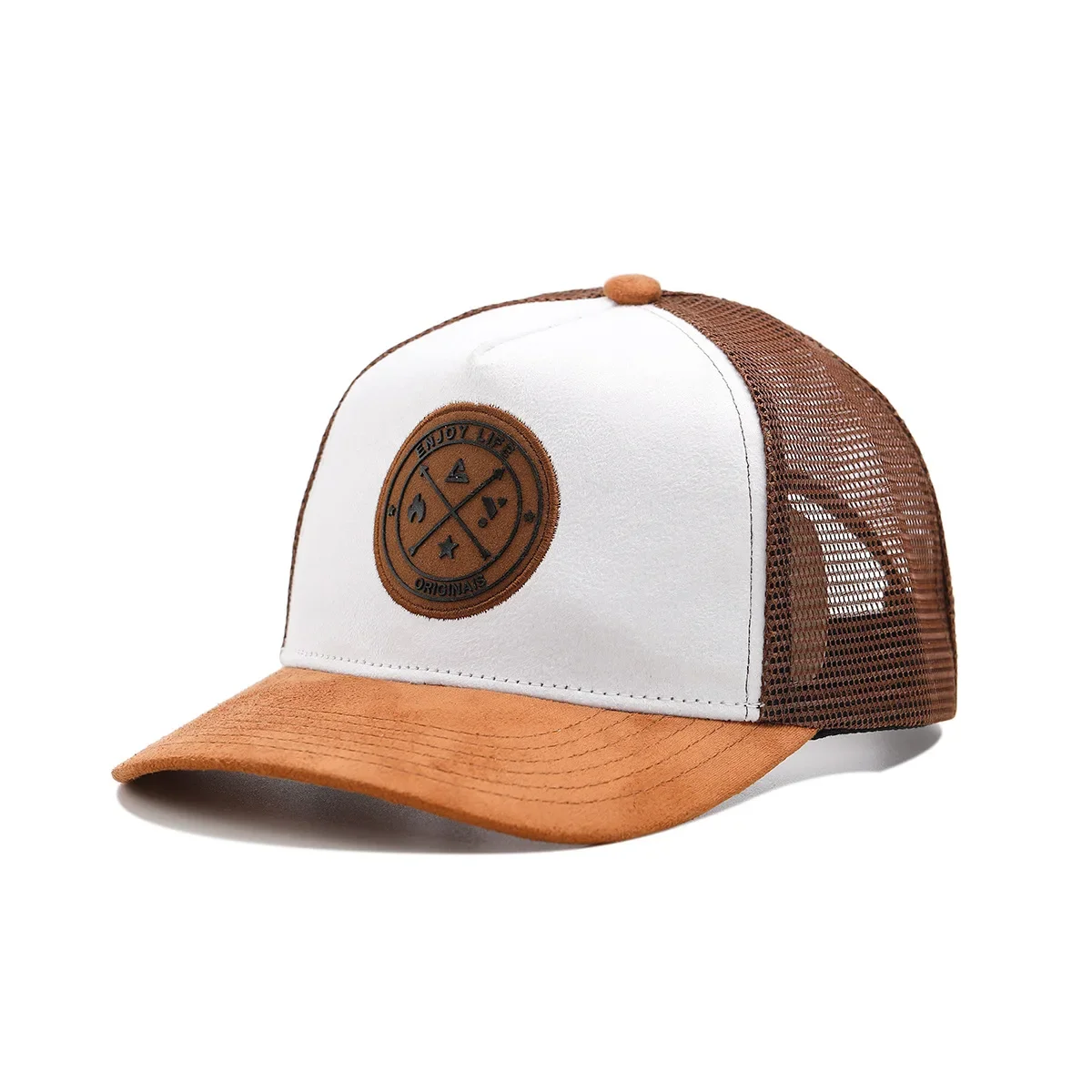 New round label letter grid baseball cap Spring and autumn outdoor men\'s and women\'s casual sunshade cap