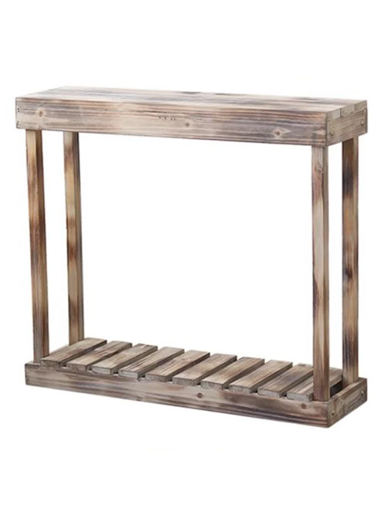 Knock Down Fir Wood Handmade Farmhouse Side Table Organization Shelf Flower Stand