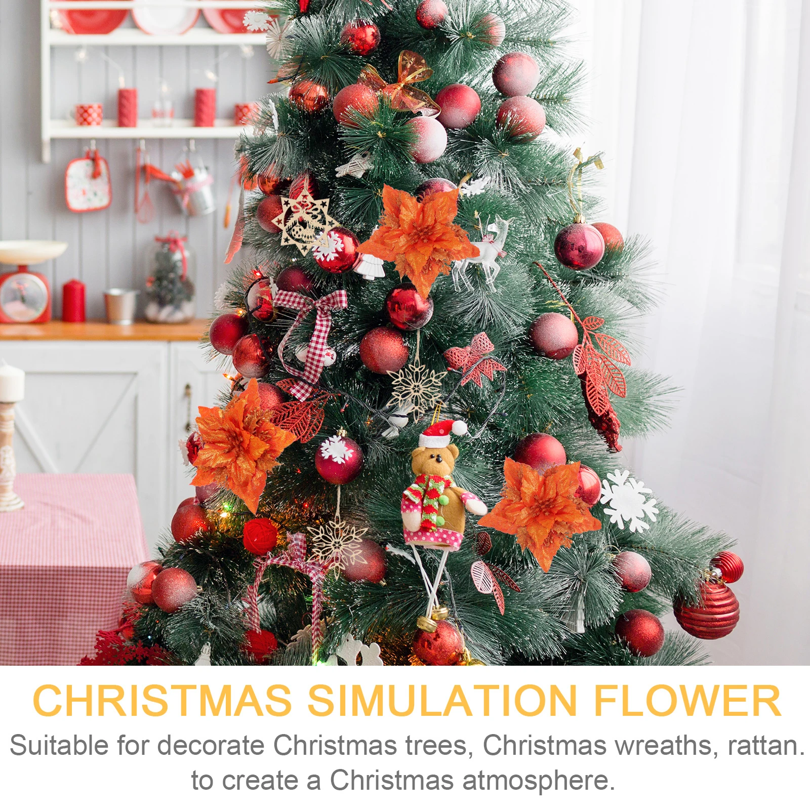 

30pcs Wooden Snowflake Hanging Decorations Diy Christmas Crafts Accessories Wood Slices Embellishments For Tree Wall Door