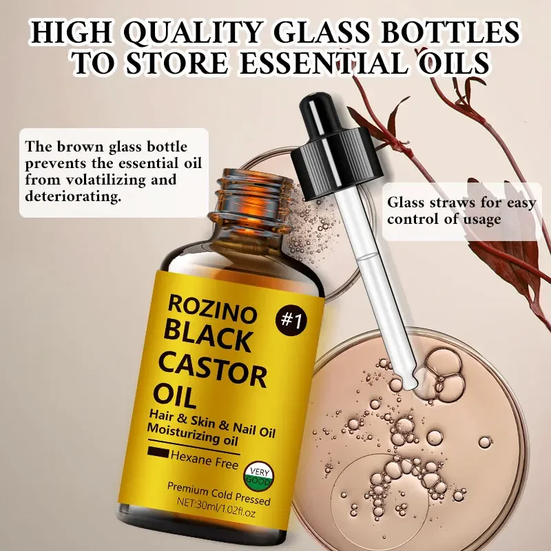 30ml castor essential oil, suitable for hair care, skin care, hair, face, body, eyebrows, and massage