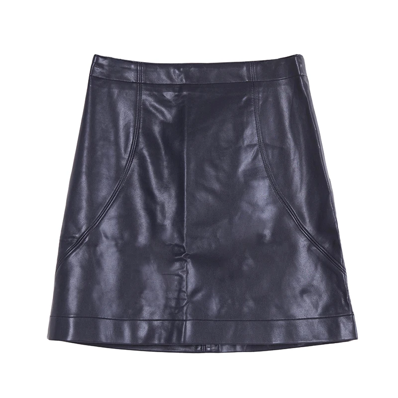 

Faionable PU terne Skirt Women's Spring New Sle Prevent Exposure Bodycon Skirt Series Na Label Removed