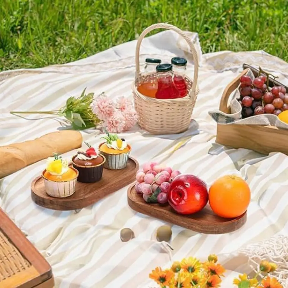 

Practical Oval/Rectangle Wooden Serving Tray Vintage Minimalist Tea Tray Japanese-style Bread Board Tableware