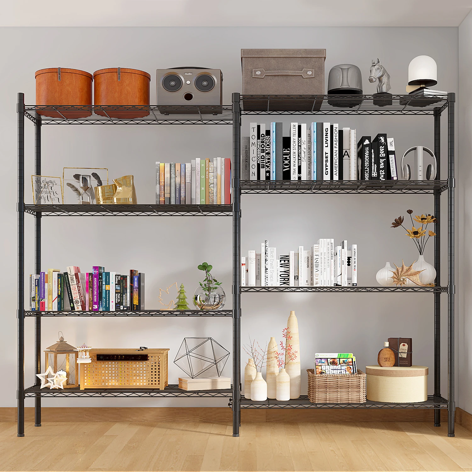 

49.2''W Adjustable NSF Wire Shelving Unit, Multiple Rows, Heavy Duty for Garage, Pantry & Kitchen Storage Shelves