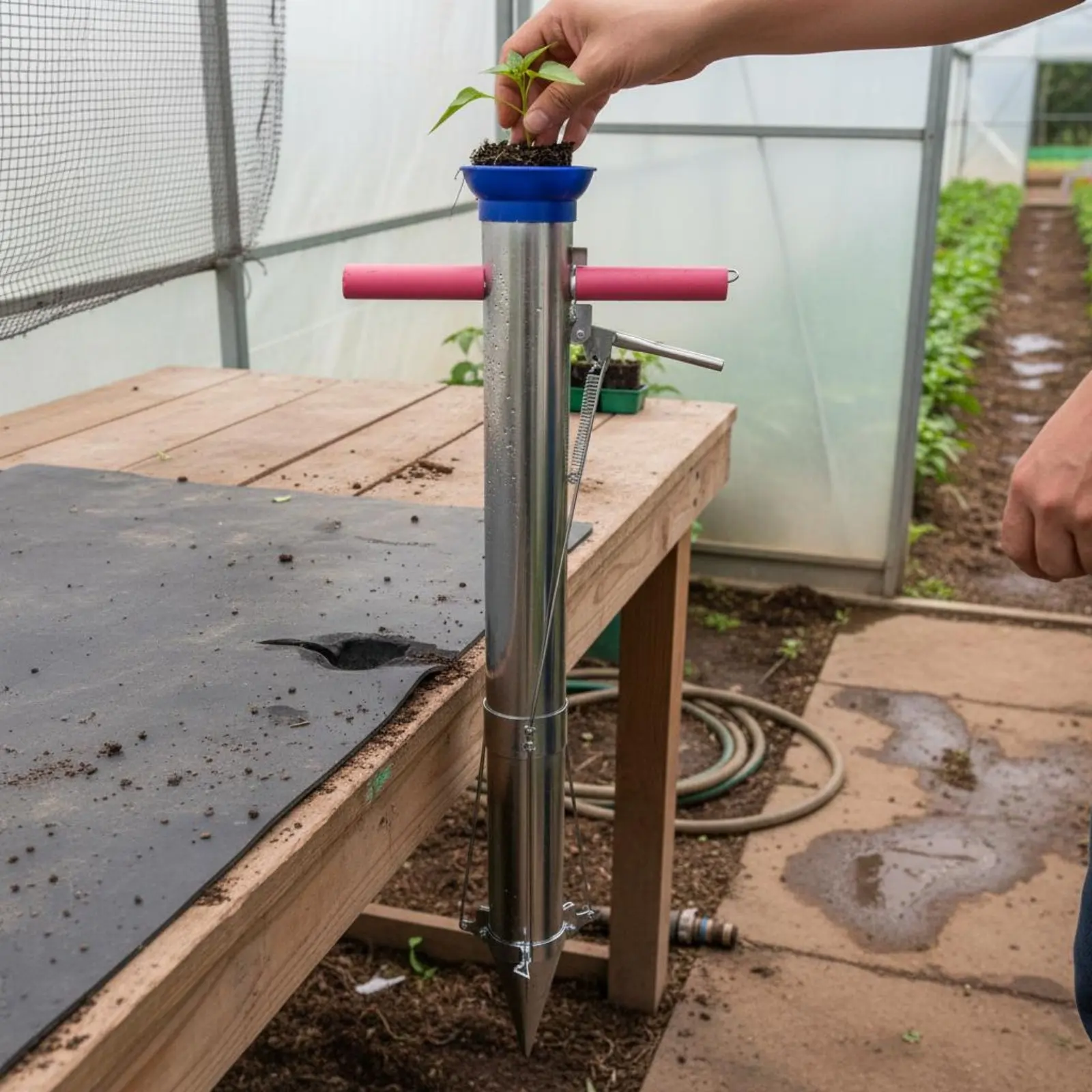 Manual Vegetable Planter Easy To Use Long Handle Young Plant Transplanter Long Handle Young Plant Planter Long-Lasting Gardening