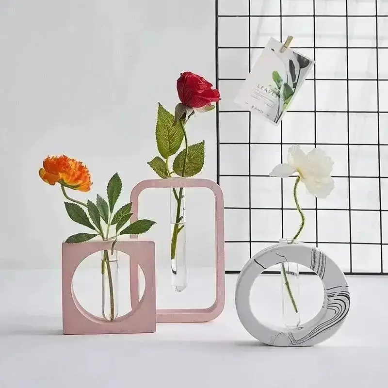 Nova resina epóxi cristal cola molde oval quadrado hidroponia tubo de ensaio flor berçário mesa vaso molde de silicone moldes de resina epóxi