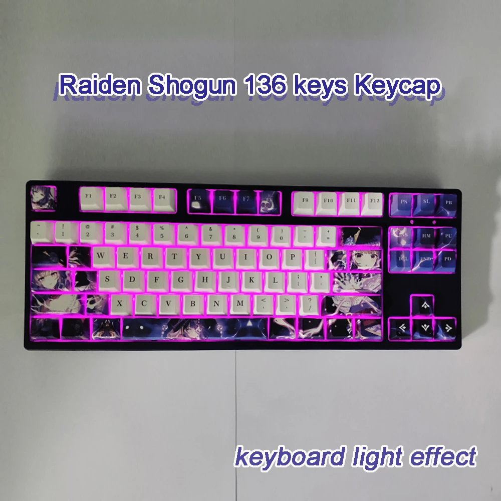 1 Set PBT Sublimation Keycaps Two Dimensional Cartoon Anime Gaming Key Caps OEM Profile Backlit Keycap For Genshin Impact Hu Tao