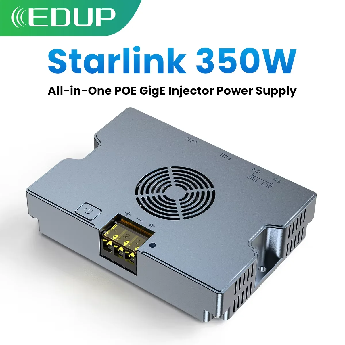 

EDUP SK0116 350W All-in-One PoE Injector Gigabit Universal Power Supply Advanced Power Compatible with StarLink Standard Gen3