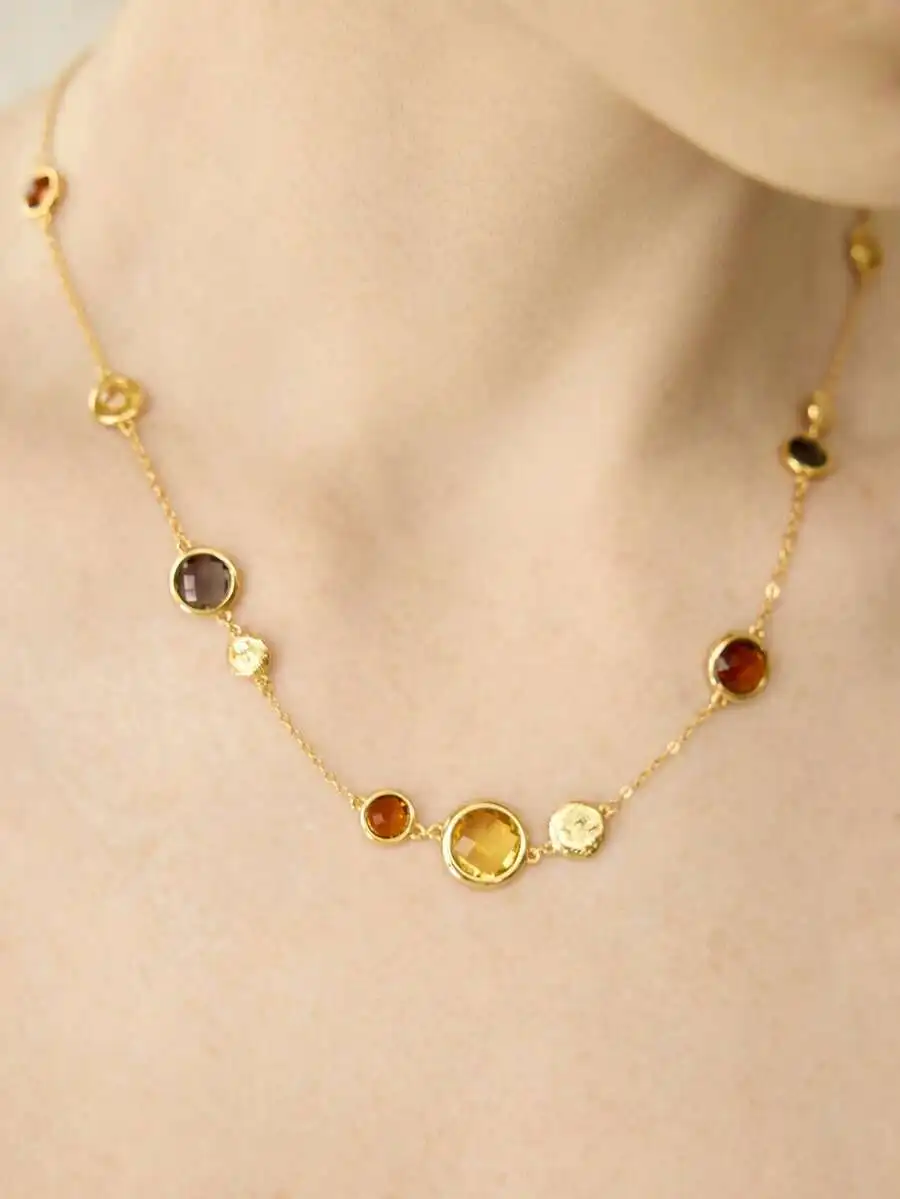 

Round Zirconium Stone Clavicle Chain Necklace For Women