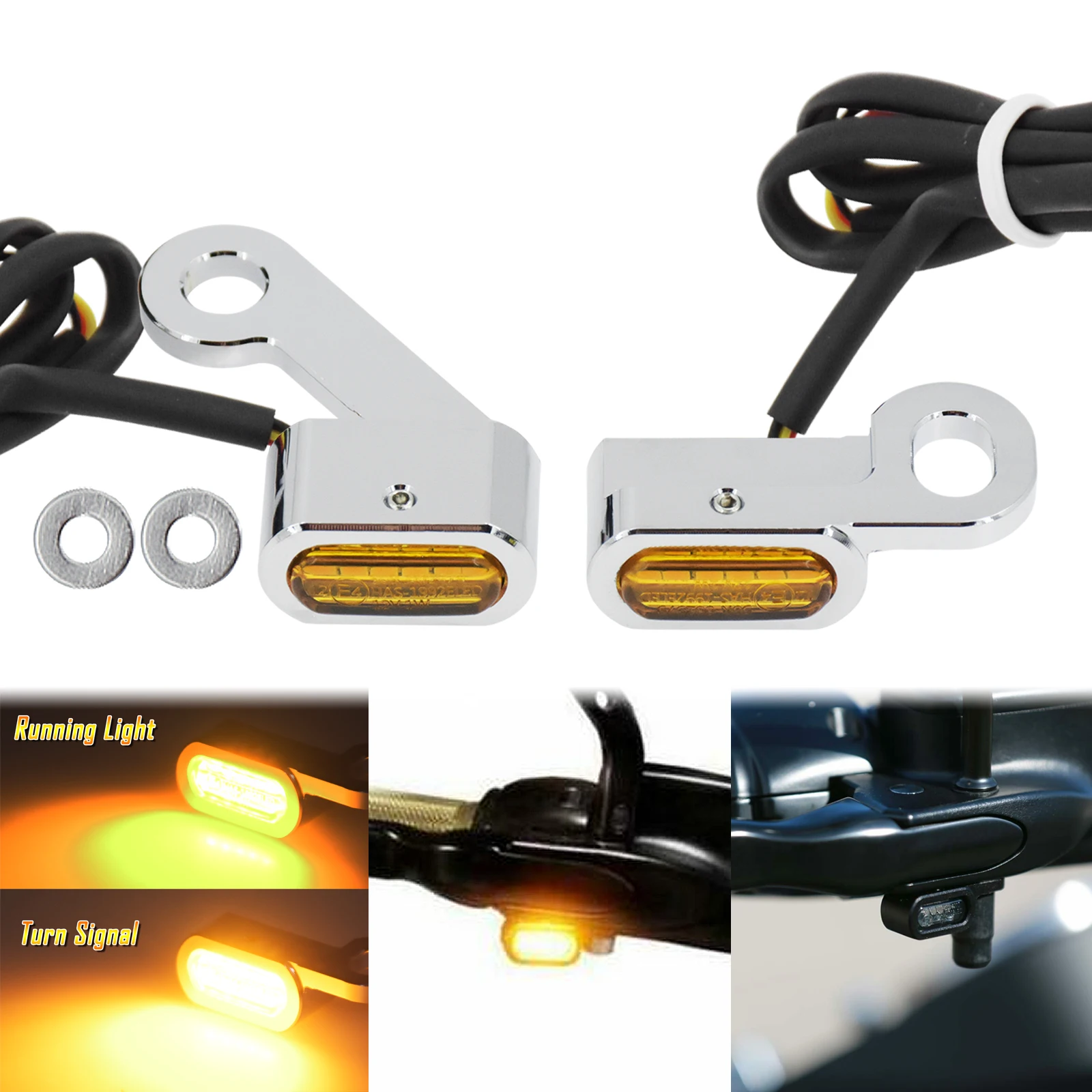 Motorcycle 2Pcs LED Turn Signal Indicators Amber Running Lights Mini Lamp E Mark For Harley Sportster XL883 1200 04-24