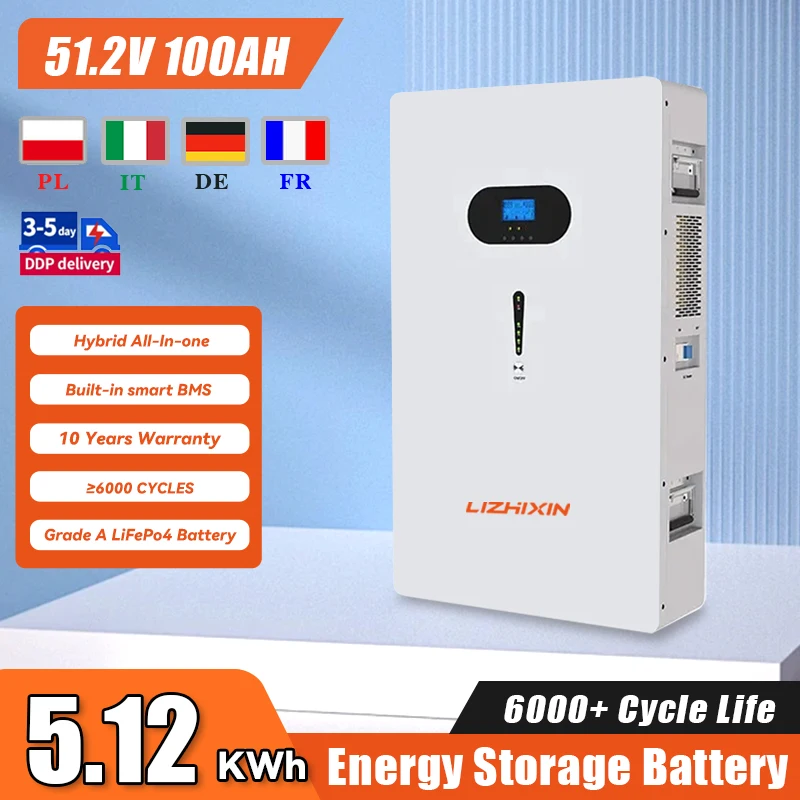 51.2V 100ah All in One with Inverter 200ah 300ah Solar Energy Storage Battery 5kw 10kw Solar Power System