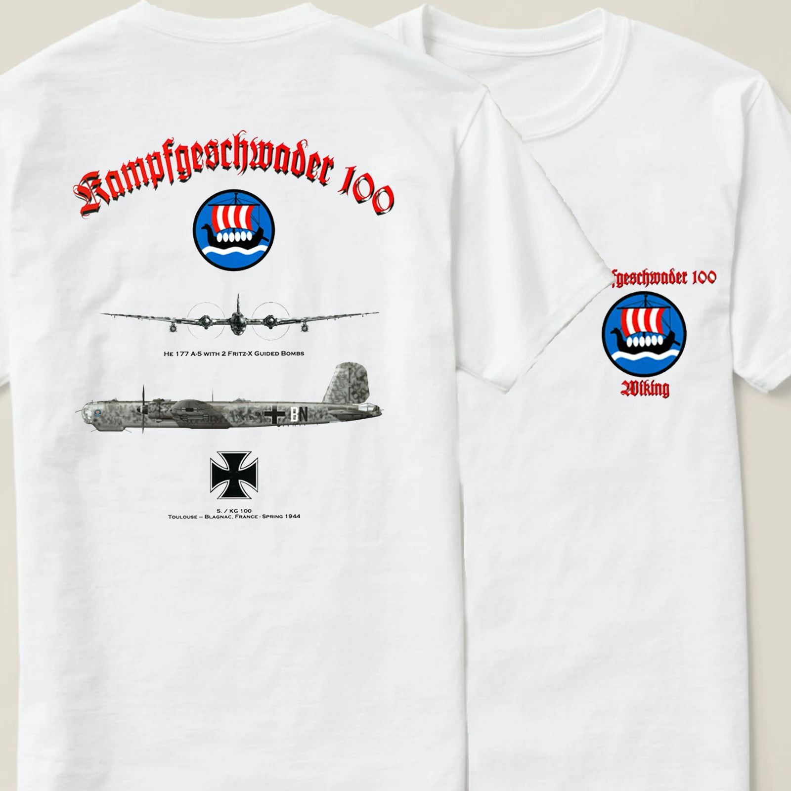 

WWII German Kampfgeschwader 100 Heinkel HE-177 A-5 Heavy Bomber T-Shirt. Summer Cotton Short Sleeve O-Neck T Shirt New S-3XL