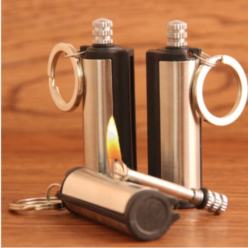 

Newest Cigar Igniter Matches Lighter Stainless Steel Keychain Outdoor Windproof Kerosene Cigarette Lighters & Smoking Accessorie