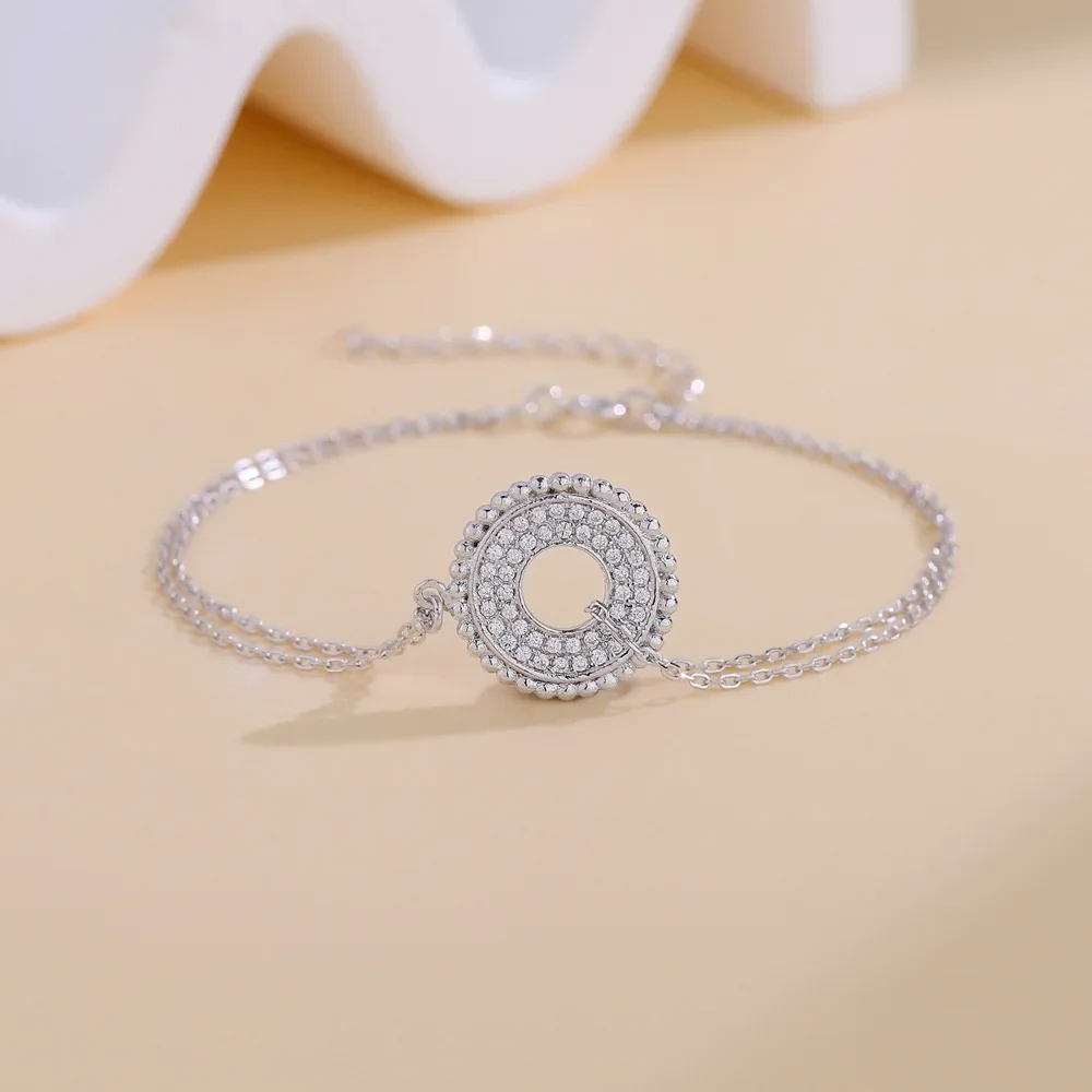 

S925 Pure Silver Round Full Diamond Zircon Bracelet, Women's Hot Selling Fashion Handmade, Wedding Jewelry