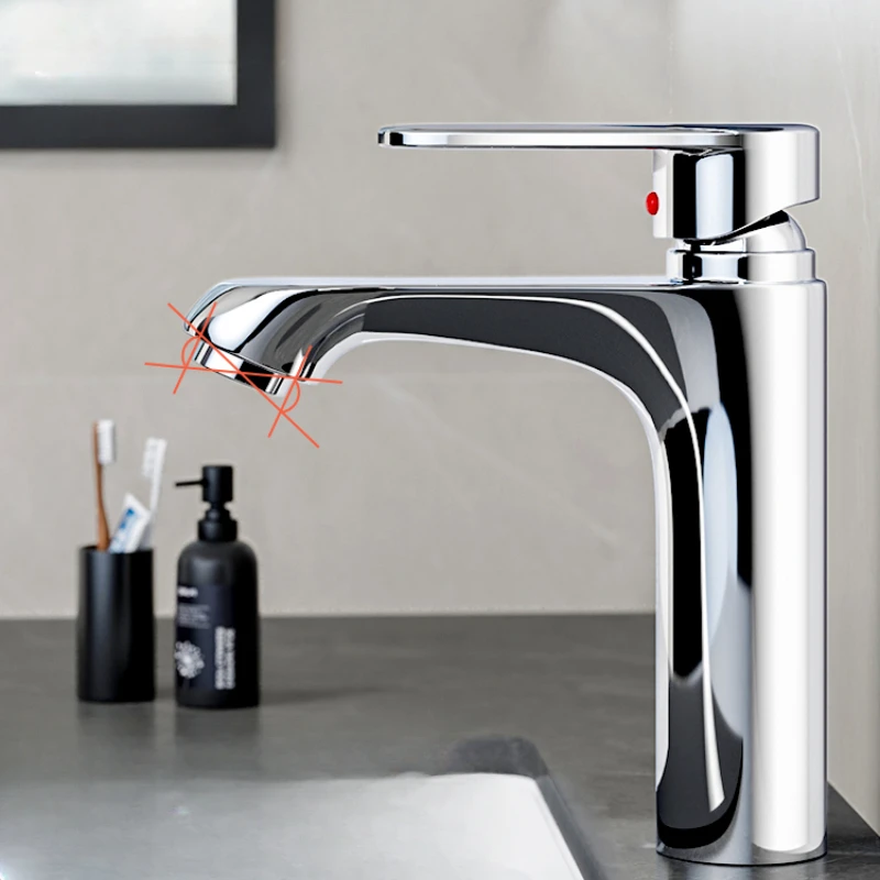 Hot and cold faucets in the bathroom sink