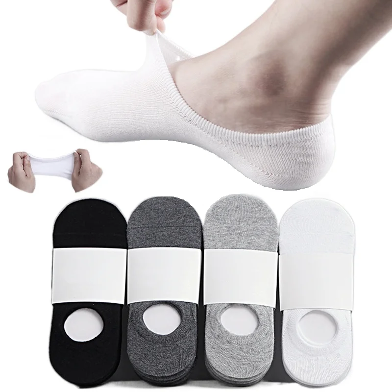 5/10/20 Pairs Male Ankle Sock High Quality Summer Autumn Non-slip Silicone Invisible Fashion Cotton Socks Happy Men Boat Socks