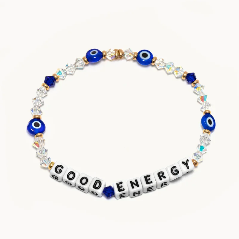 

Vlen 2025 Customize Name Bracelet Evil Eye Jewelry Initial Letter Clear Beads Bracelet for Women Personalized Word Text Pulseras