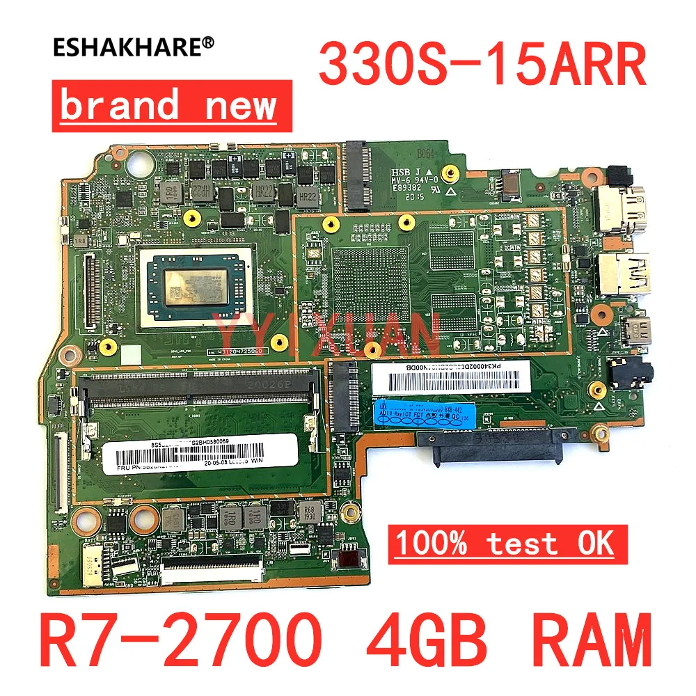 

For Lenovo ideapad 330S 330S-15ARR 330S-14ARR Notebook Motherboard With R3 R5 R7 CPU 4GB RAM DDR4 100% test work