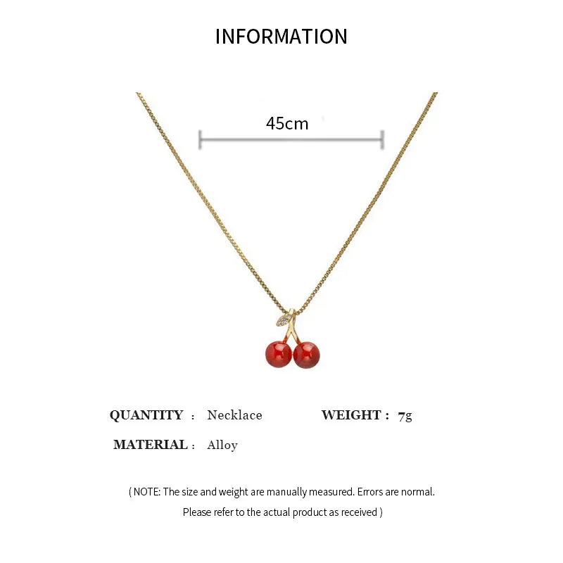 Red Cherry Pendant Necklace Stud Earrings Set Women's Fashion Fruit Necklace Earrings Jewery Set For Party Wedding Girls Gifts image 6