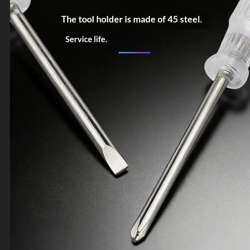 Mini 3.0mm Phillips & Flat Head Screwdriver Kit, Clear Transparent Handle 45 Steel Shaft Household Hand Screwdriver Repair Tools