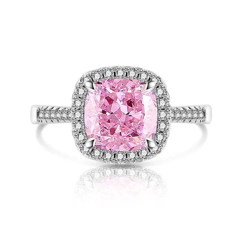 925 Sterling Silber Stilvoller und Einfacher Eisblumen-Schliff Prinzessin Quadratischer Zirkon-Ring Geburtstags- und Jubiläumsgeschenk – Detail 9