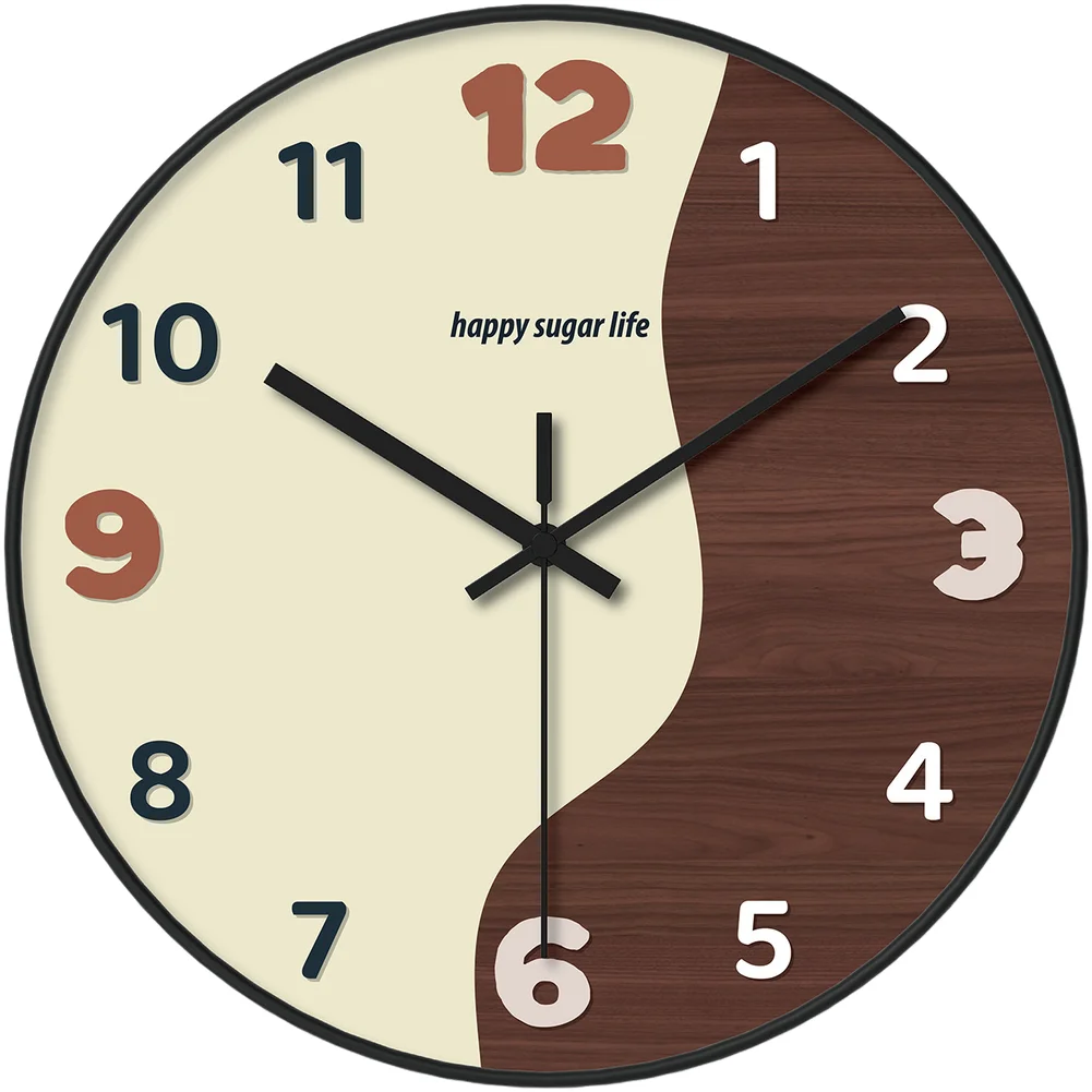 For battery Operated Silent Wall Clock 10 Inch Round Design for Living Room Bedroom Study PVC ABS Construction