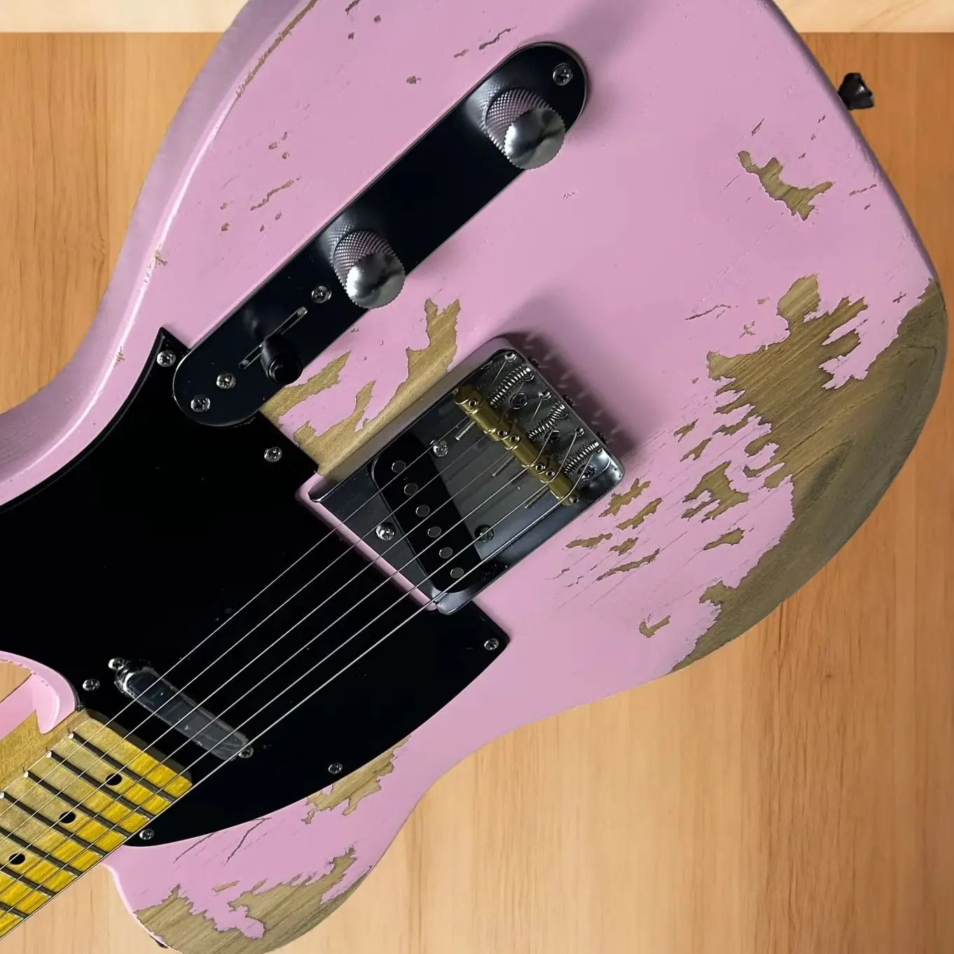 

Pink Aged Electric Guitars Maple Fretboard Ash Body