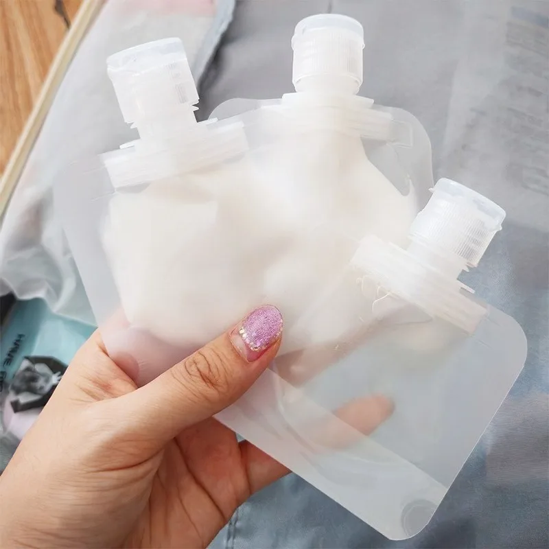 3Pcs Transparent Portable Fluid Packing Bags,New Travel Size Refillable Empty Squeeze Pouch Travel Pouches Bags(30/50/100ml)