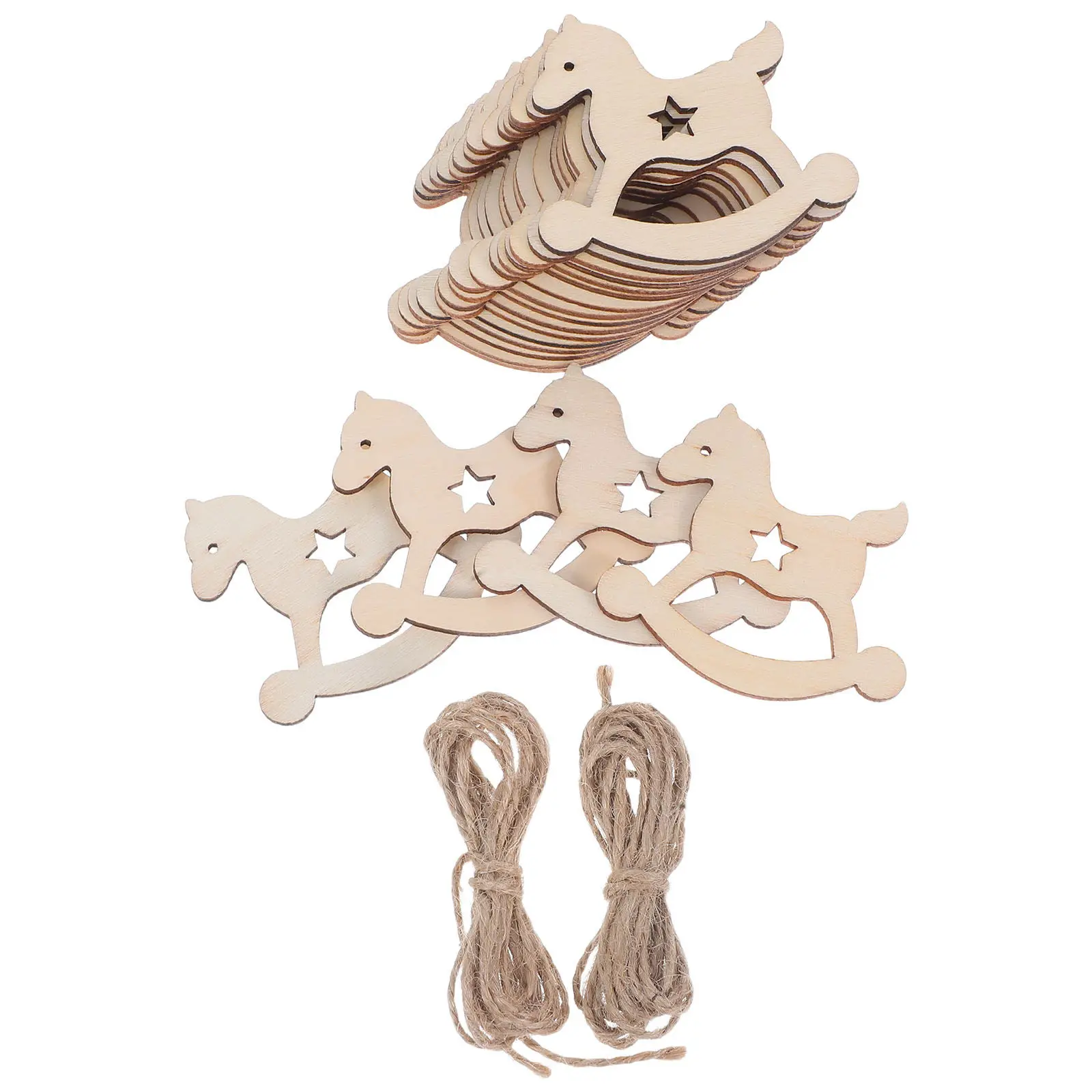 1Set Blank Wooden Horse Cutouts Natural Wood Grain Animal Ornament for Painting Staining Crafts Wood Hanging Decor Horse Table