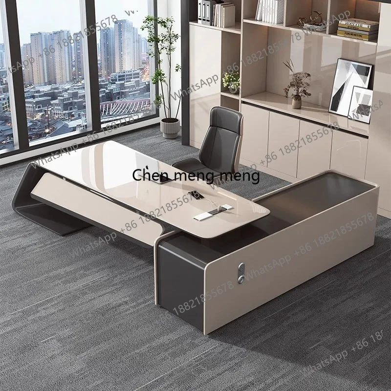

Modern luxury lacquered L shaped boss table Computer desk Motion Room desks bureaux study office table pliante office furniture