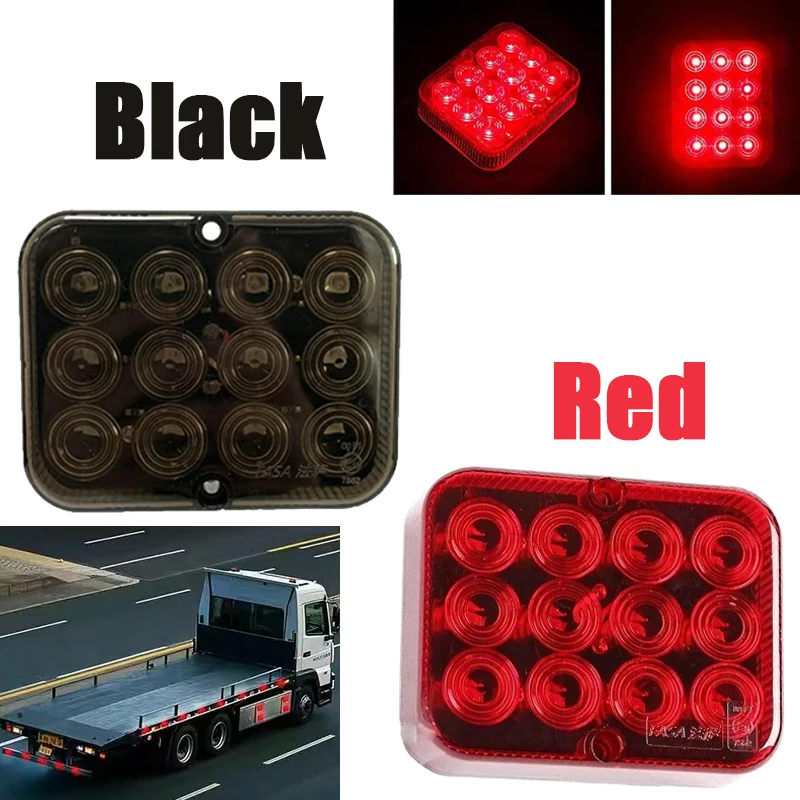 

1Pc Waterproof 12V 24V 12 LED Chips Rear Tail Fog Light Black/Red Driving Lamp Warning Brake Indicator Car Truck Trailer Caravan