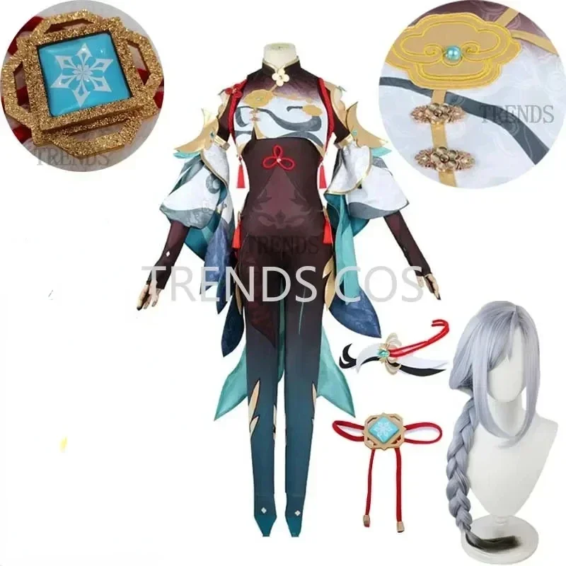 Shenhe Cosplay Costume Shenhe Jumpsuit Shen He Battle Suits Cosplay Anime Outfits for comic con