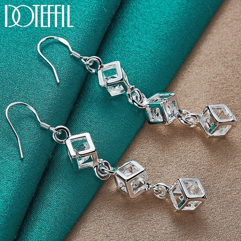 

DOTEFFIL 925 Sterling Silver Baishige AAA Zircon Drop Earrings Charm Women Jewelry Fashion Wedding Engagement Party Gift