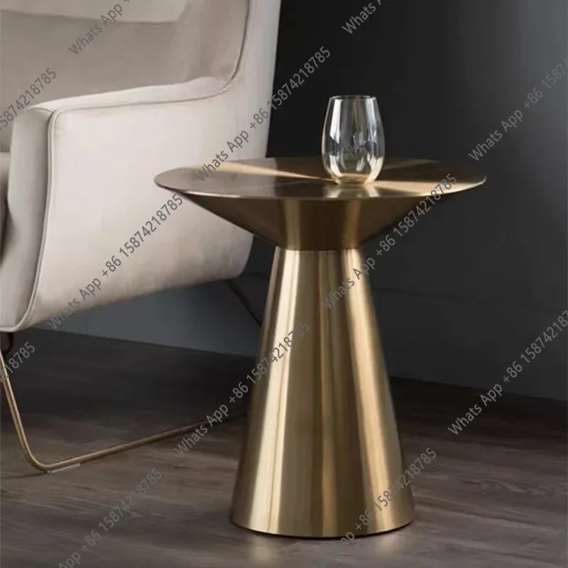 99 A Titanium Original Color All Stainless Steel Edge Table, Conical Simple Living Room, Hotel Lobby, Club Corner Table X