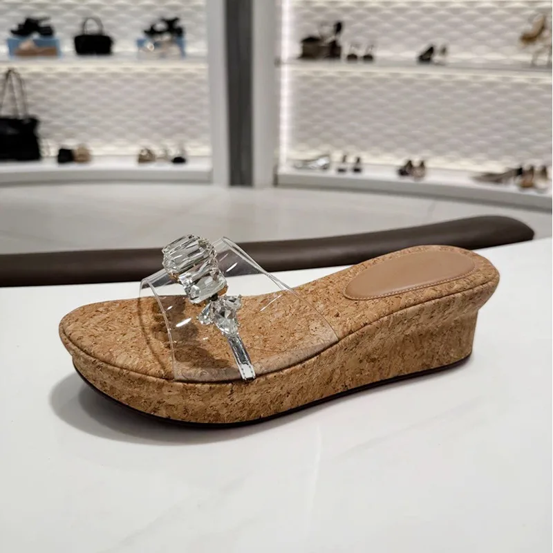 

Summer New Womens Shoes Luxury Rhinestone Platform Slippers for Woman Comfort Vacation Casual Shoes Designer Shoes Zapatos Mujer