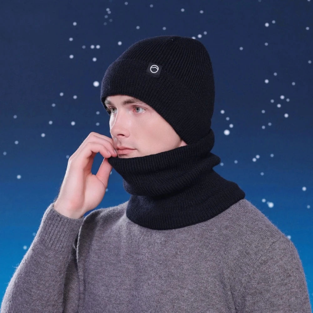 

Warm Cap Winter Glove Cap Set Korean Style Bucket Hat Knitted Hat Gloves Scarf Solid Color 3Pcs Set Solid Beanie Autumn/Winter